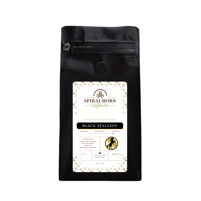 black stallion spiral horn coffee